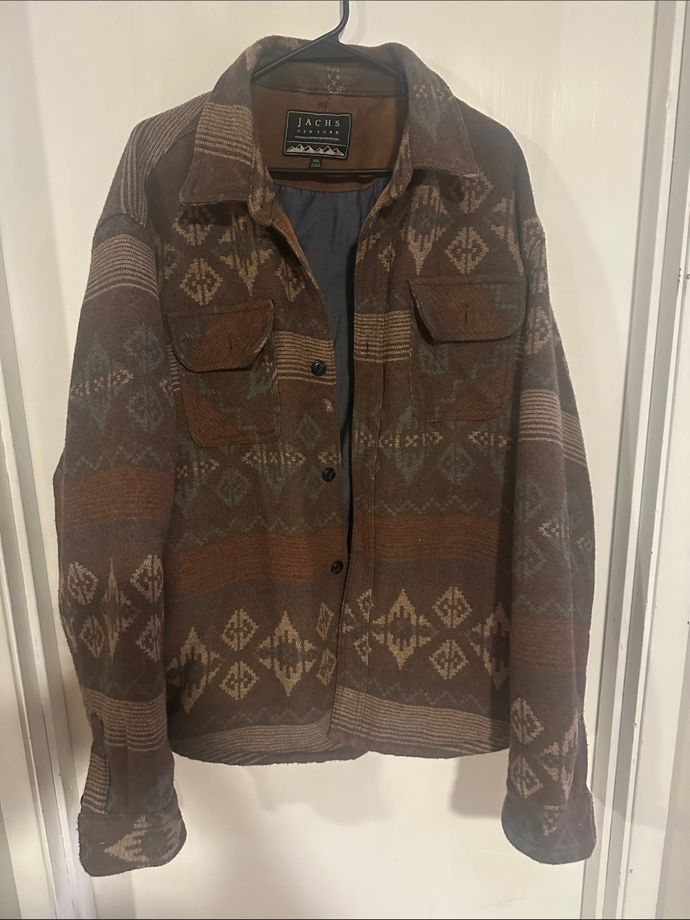 Jachs NY Men's XXL Aztec Wool Blend Shacket Shirt Jacket Brown